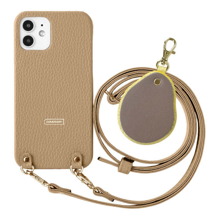 Genuine leather 32 colors Italian shrink leather with shoulder strap Different material nuance mirror charm back case AQUOS series