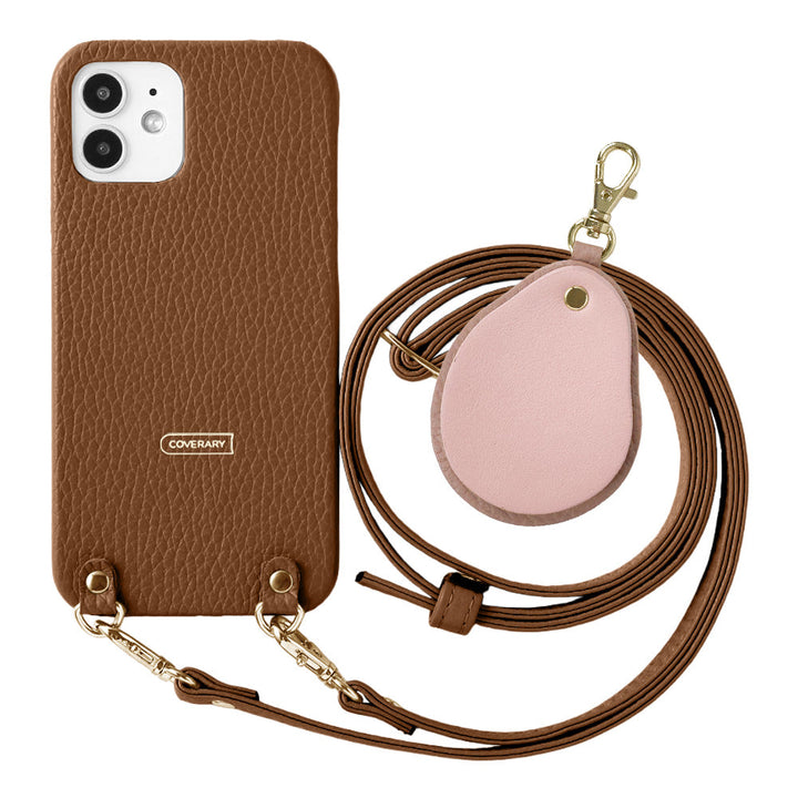 Genuine leather 32 colors Italian shrink leather with shoulder strap Different material nuance mirror charm back case Galaxy series