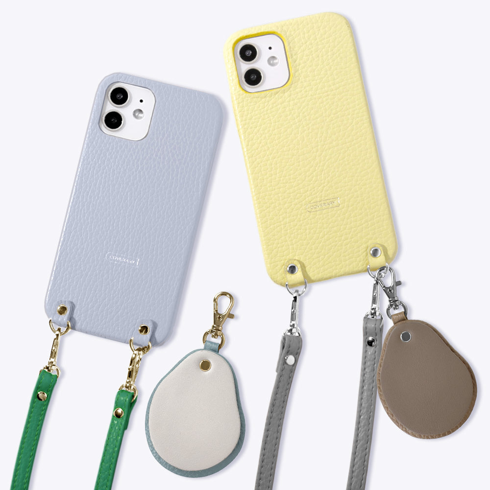 Genuine leather 32 colors Italian shrink leather with shoulder strap Different material nuance mirror charm back case Galaxy series