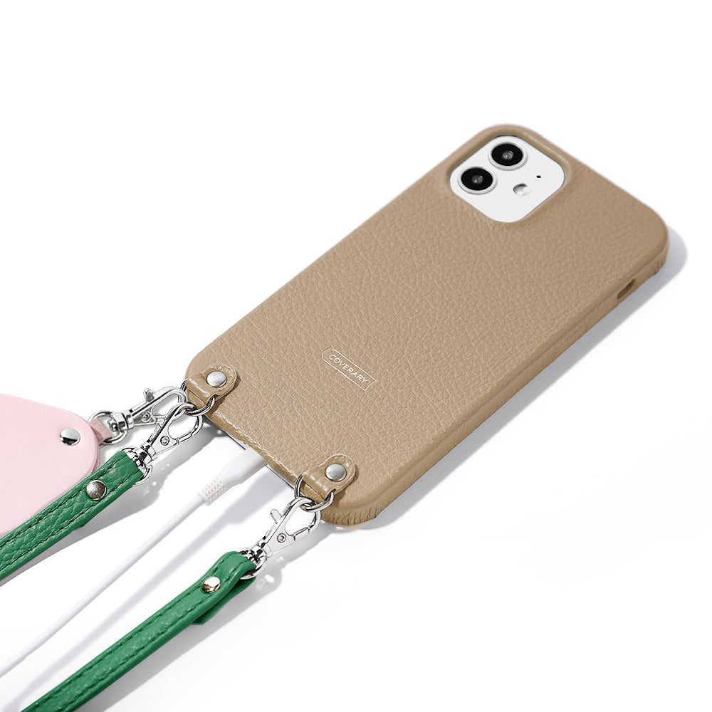 Cuir véritable 32 couleurs cuir italien grainé avec bandoulière en cuir accessoire en matériaux contrastés charme miroir coque arrière série Google Pixel