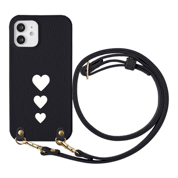 Genuine leather 32 colors Italian shrink leather heart pattern with shoulder strap back case