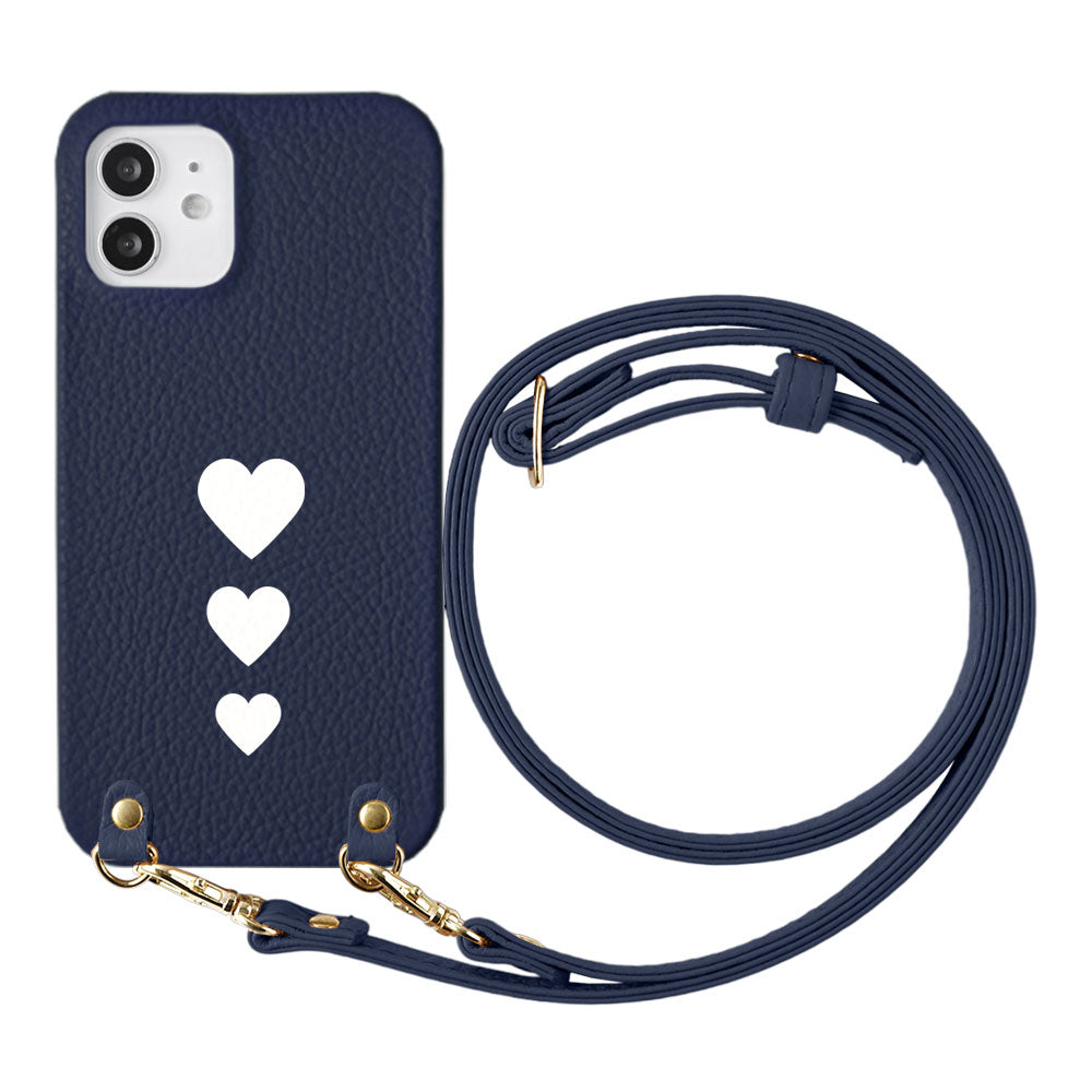 Cuir véritable 32 couleurs cuir italien grainé motif cœur avec bandoulière coque arrière série AQUOS