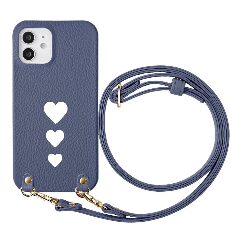 Genuine leather 32 colors Italian shrink leather heart pattern with shoulder strap back case