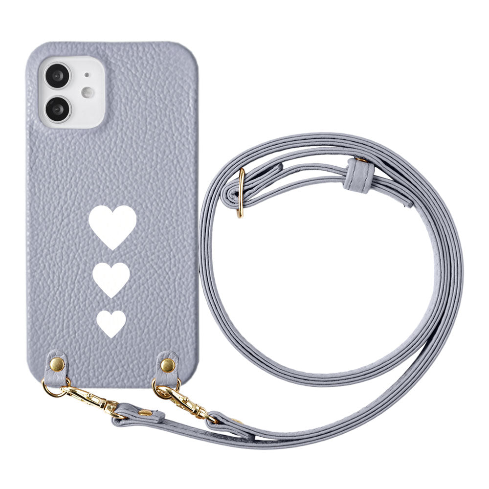 Genuine leather 32 colors Italian shrink leather heart pattern with shoulder strap back case