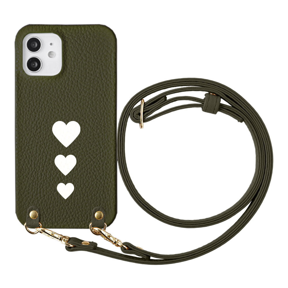 Cuir véritable 32 couleurs cuir italien grainé motif cœur avec bandoulière coque arrière série AQUOS