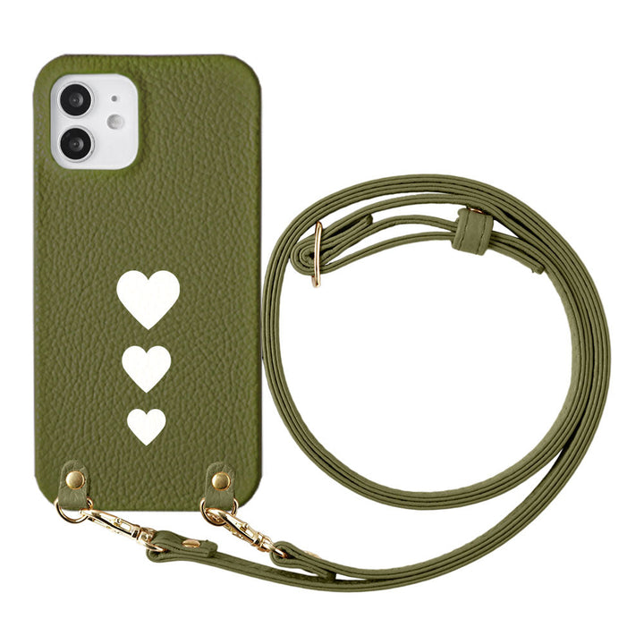 Cuir véritable 32 couleurs cuir italien grainé motif cœur avec bandoulière coque arrière série AQUOS