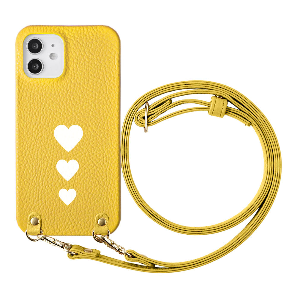 Genuine leather 32 colors Italian shrink leather heart pattern with shoulder strap back case