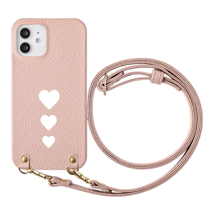 Genuine leather 32 colors Italian shrink leather heart pattern with shoulder strap back case