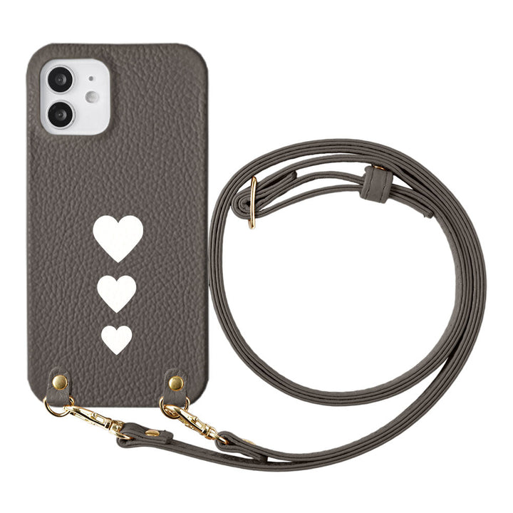 Cuir véritable 32 couleurs cuir italien grainé motif cœur avec bandoulière coque arrière série AQUOS