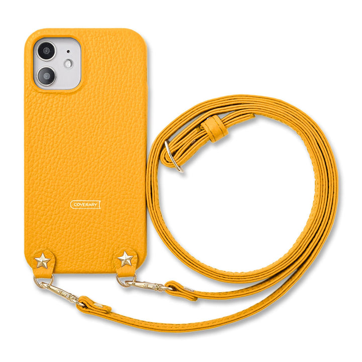 本革 32色 イタリアンシュリンクレザー スタースタッズ ショルダーストラップ付き 背面ケース iPhoneシリーズ