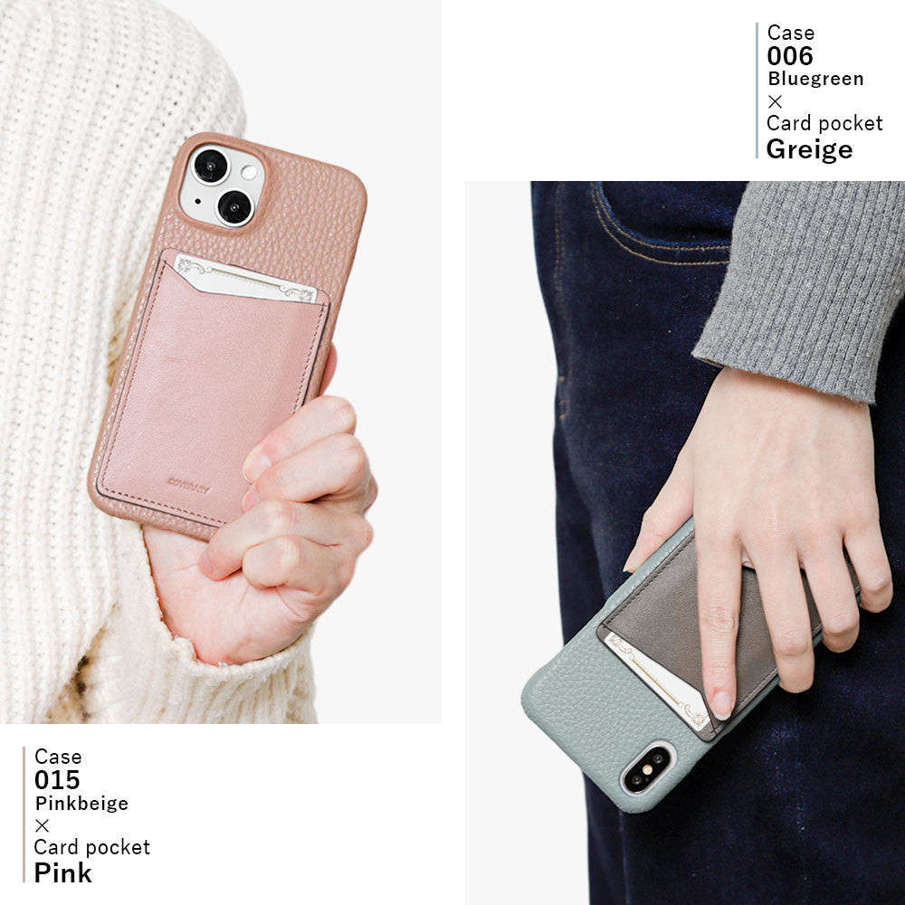 Cuir véritable 32 couleurs Cuir italien grainé avec pochettes pour cartes verticales et horizontales Coque arrière pour série iPhone