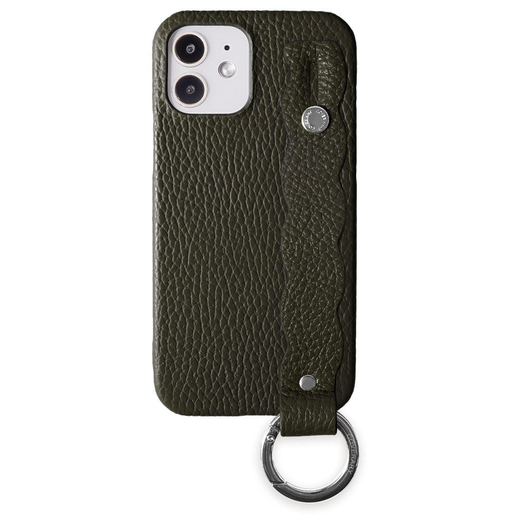 本革 32色 イタリアンシュリンクレザー うねうねハンドベルト付き 背面ケース iPhoneシリーズ