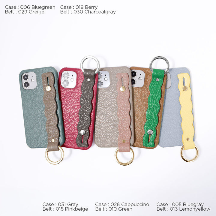本革 32色 イタリアンシュリンクレザー うねうねハンドベルト付き 背面ケース Galaxyシリーズ
