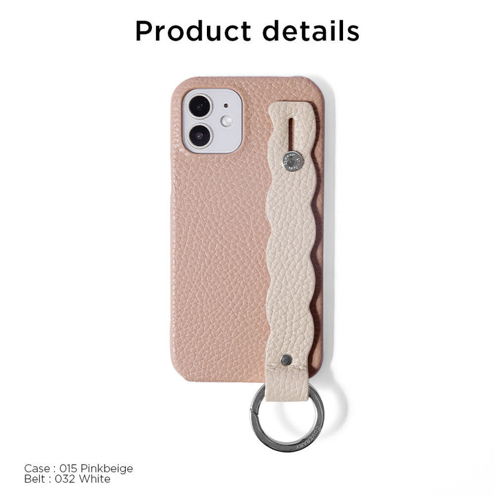 本革 32色 イタリアンシュリンクレザー うねうねハンドベルト付き 背面ケース iPhoneシリーズ