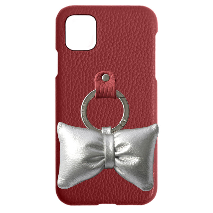 Genuine leather 32 colors Italian shrink leather with padded ribbon smartphone ring back case for iPhone series
