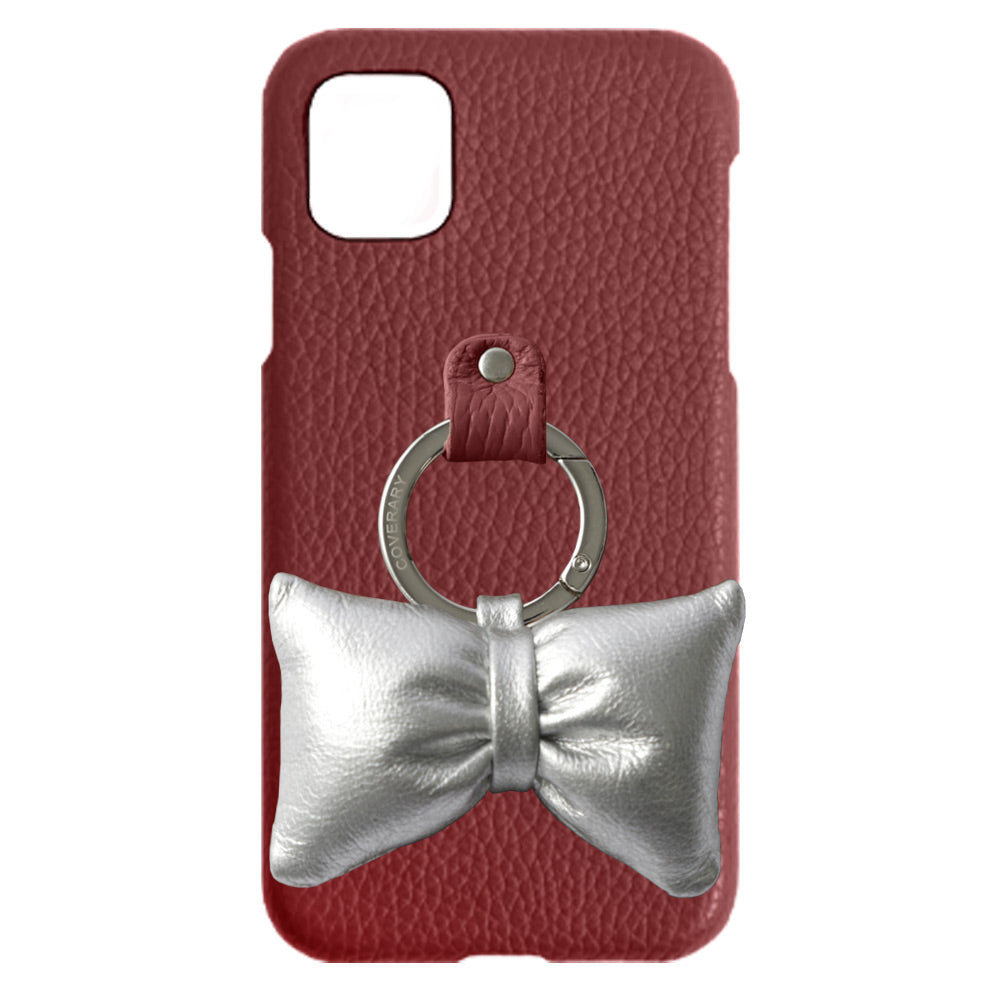 Genuine leather 32 colors Italian shrink leather with padded ribbon smartphone ring back case for iPhone series