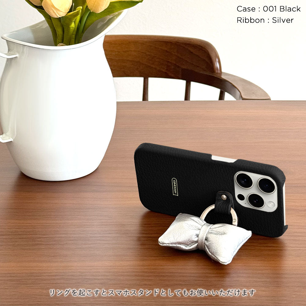 Genuine leather 32 colors Italian shrink leather with padded ribbon smartphone ring back case for iPhone series