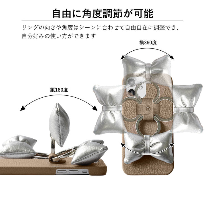 本革 32色 イタリアンシュリンクレザー 中綿リボンスマホリング付き 背面ケース Xperiaシリーズ