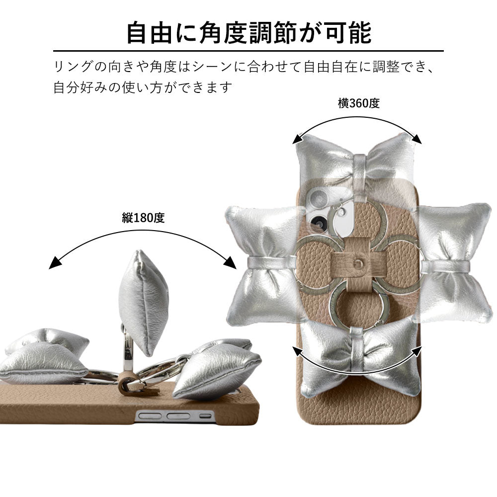 Genuine leather 32 colors Italian shrink leather with padded ribbon smartphone ring back case for iPhone series