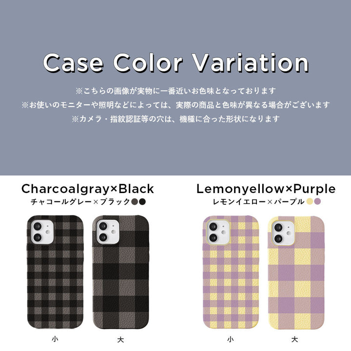 Cuir véritable 32 couleurs cuir italien grainé motif vichy anneau smartphone ruban coque arrière série iPhone