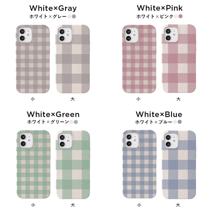 Genuine leather 32 colors Italian shrink leather gingham check pattern ribbon smartphone ring back case Xperia series