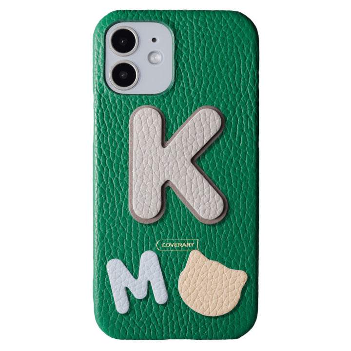 Genuine leather 32 colors Italian shrink leather 3-piece set with patch back case