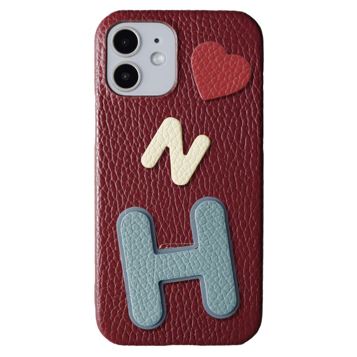 Cuir véritable 32 couleurs Cuir italien grainé Ensemble de 3 pièces avec écusson Coque arrière Série iPhone