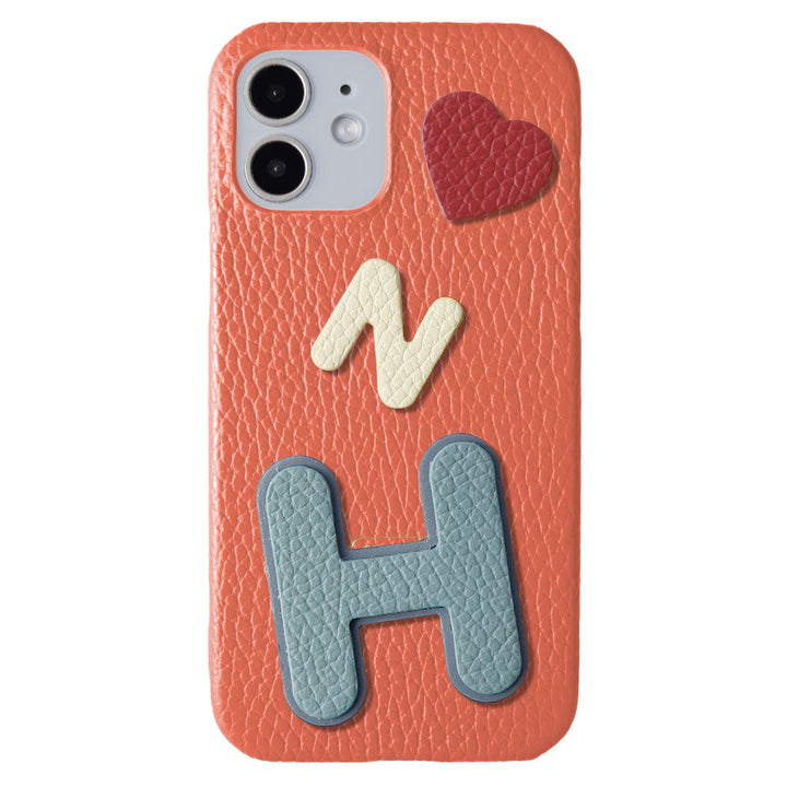 Cuir véritable 32 couleurs Cuir italien grainé Ensemble de 3 pièces avec écusson Coque arrière Série iPhone