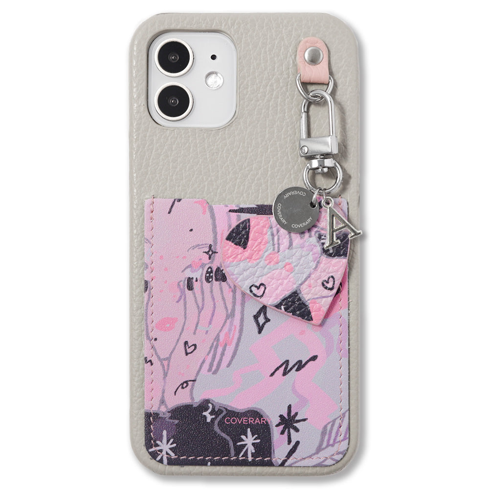 Chiyaki × COVERARY Cuir véritable Charm initial & étui arrière collaboratif avec poche