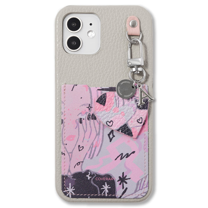 Chiyaki × COVERARY Cuir véritable Charm initial & étui arrière collaboratif avec poche