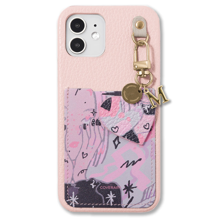 Chiyaki × COVERARY Cuir véritable Charm initial & étui arrière collaboratif avec poche