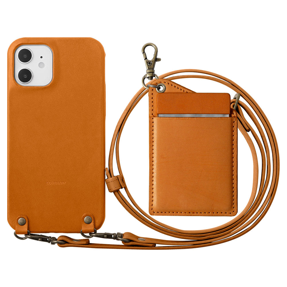 Genuine leather Tochigi leather stainless steel mirror back case with shoulder strap for iPhone series
