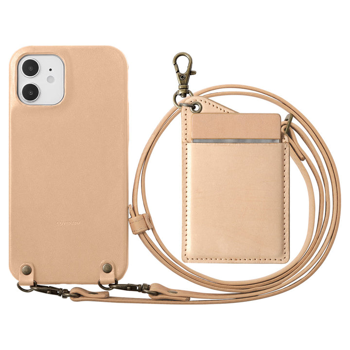 Genuine leather Tochigi leather stainless steel mirror with shoulder strap back case