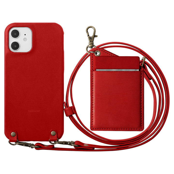Genuine leather Tochigi leather stainless steel mirror back case with shoulder strap for iPhone series