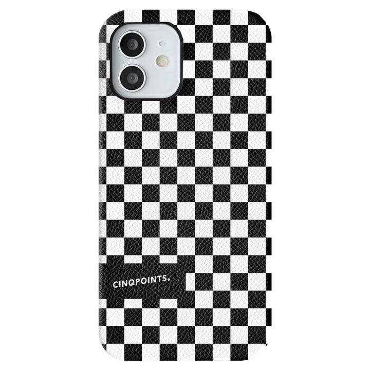 Cinqpoints 02_CHECKER Étui arrière en cuir véritable collaboration