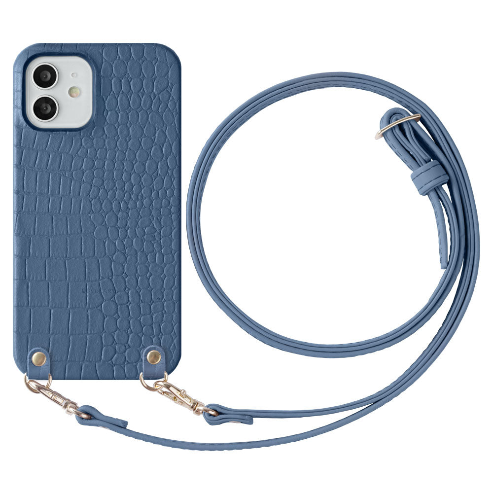 Étui arrière en cuir véritable original Domani Croco avec bandoulière