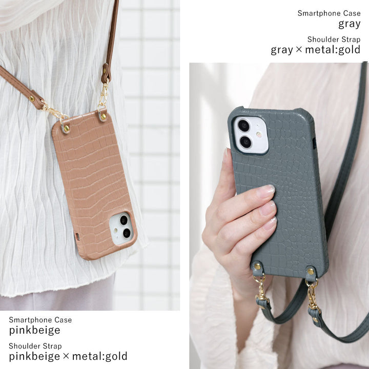 Cuir véritable Original cuir Domani Croco avec bandoulière Étui arrière Série Google Pixel