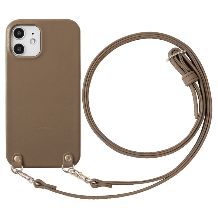 Étui arrière en cuir véritable original Domani lisse avec bandoulière pour la série iPhone