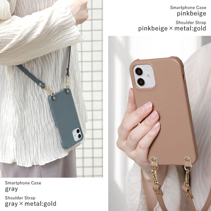 Étui arrière en cuir véritable original Domani lisse avec bandoulière pour la série Xperia