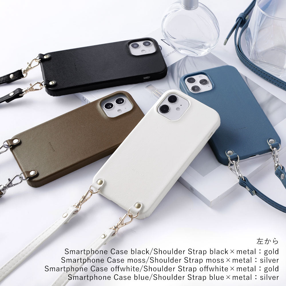 Étui arrière en cuir véritable original Domani lisse avec bandoulière pour la série Xperia