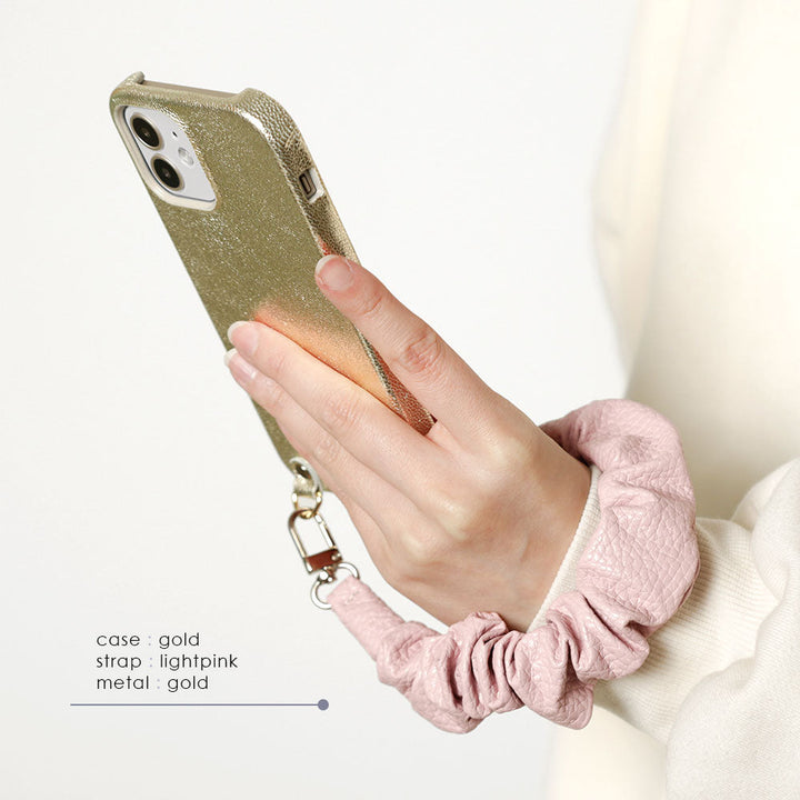 Genuine leather foil leather scrunchie-style short strap attached back case for Google Pixel series