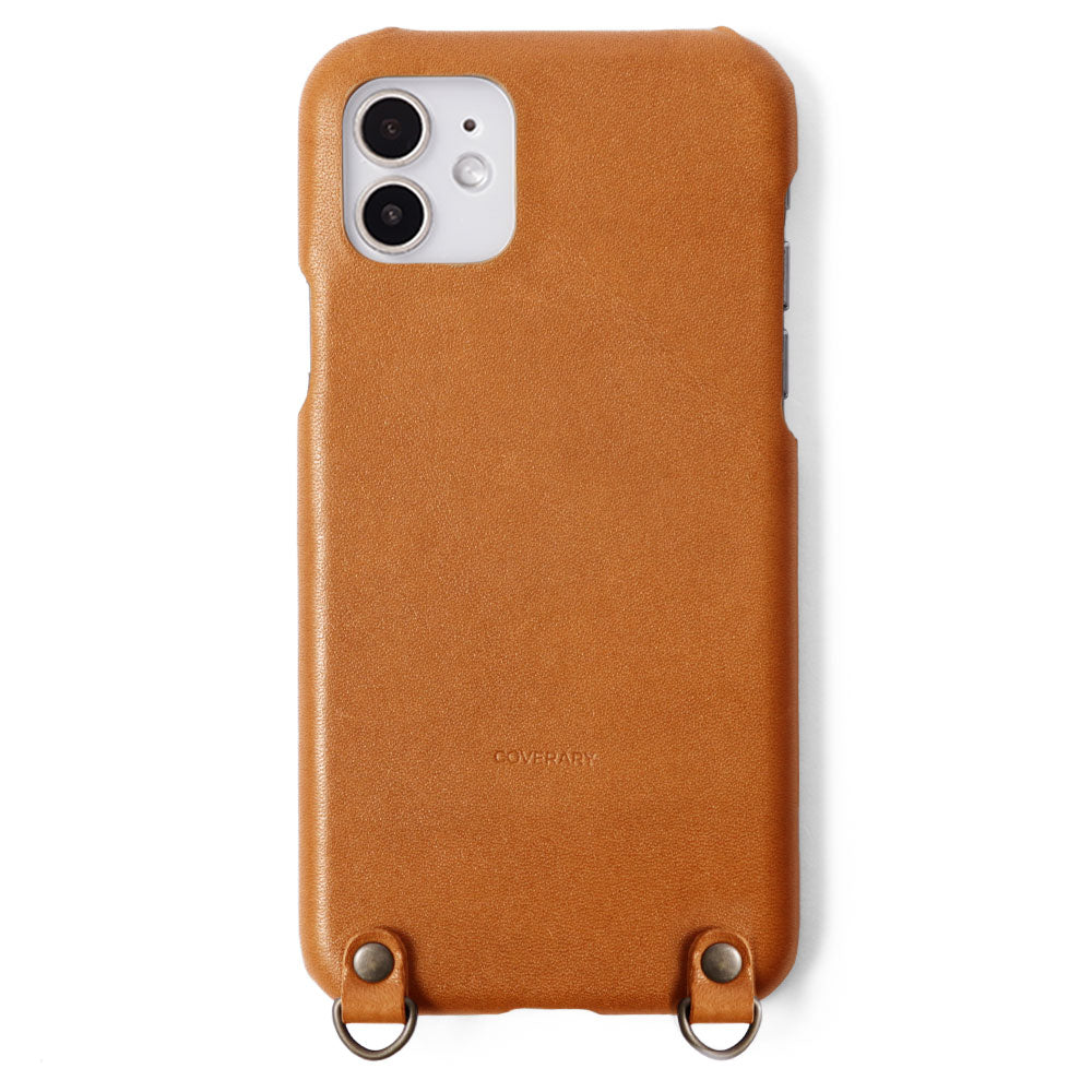 Genuine leather Tochigi leather stainless steel mirror back case with shoulder strap for iPhone series