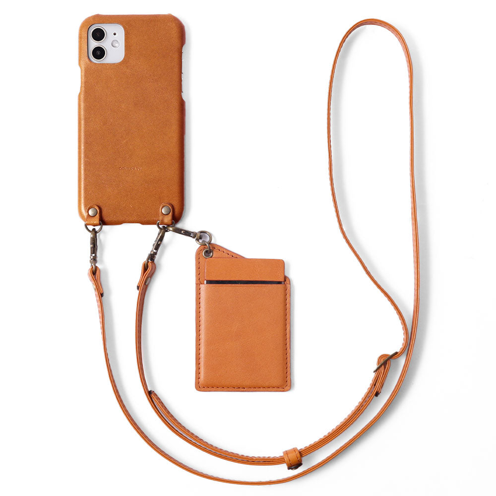 Genuine leather Tochigi leather stainless steel mirror back case with shoulder strap for iPhone series