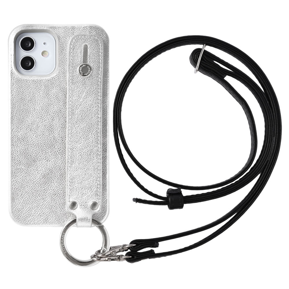 Étui arrière en cuir véritable avec ceinture à main et sangle d'épaule en cuir métallisé pour la série Xperia