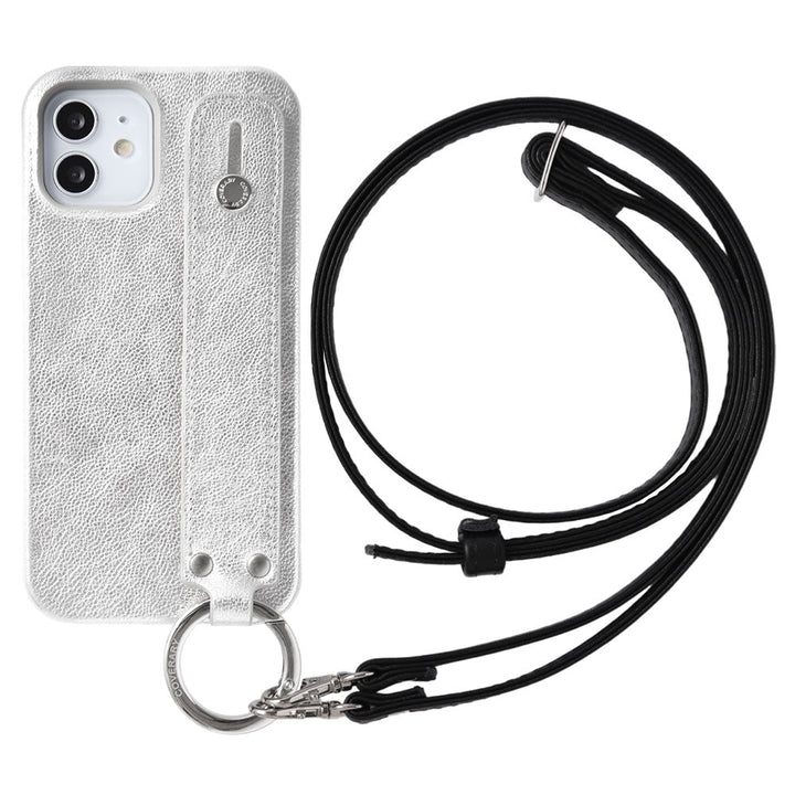 Étui arrière en cuir véritable avec ceinture à main et sangle d'épaule en cuir métallisé pour la série Xperia