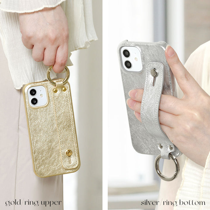 Genuine leather foil leather with hand belt back case AQUOS series