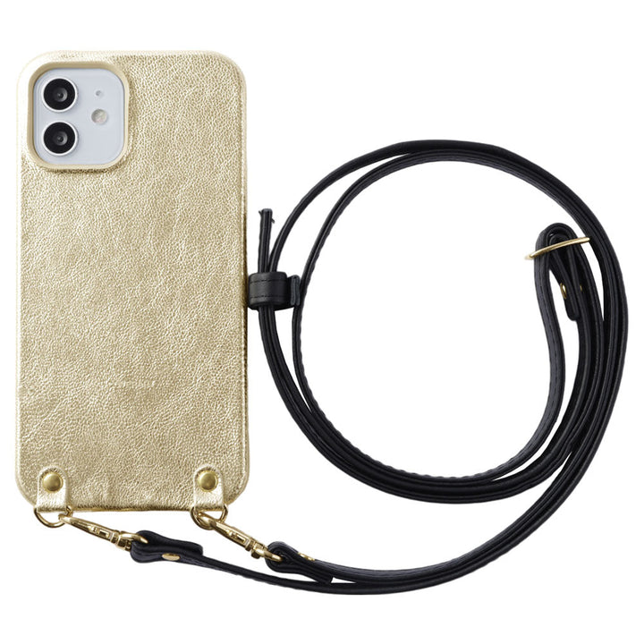 Étui arrière avec sangle d'épaule en cuir véritable et cuir métallisé pour la série Xperia