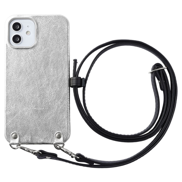 Étui arrière avec sangle d'épaule en cuir véritable et cuir métallisé pour la série Xperia