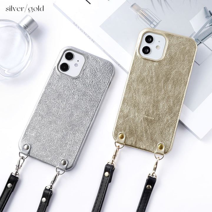 Genuine leather foil leather shoulder strap attached back case
