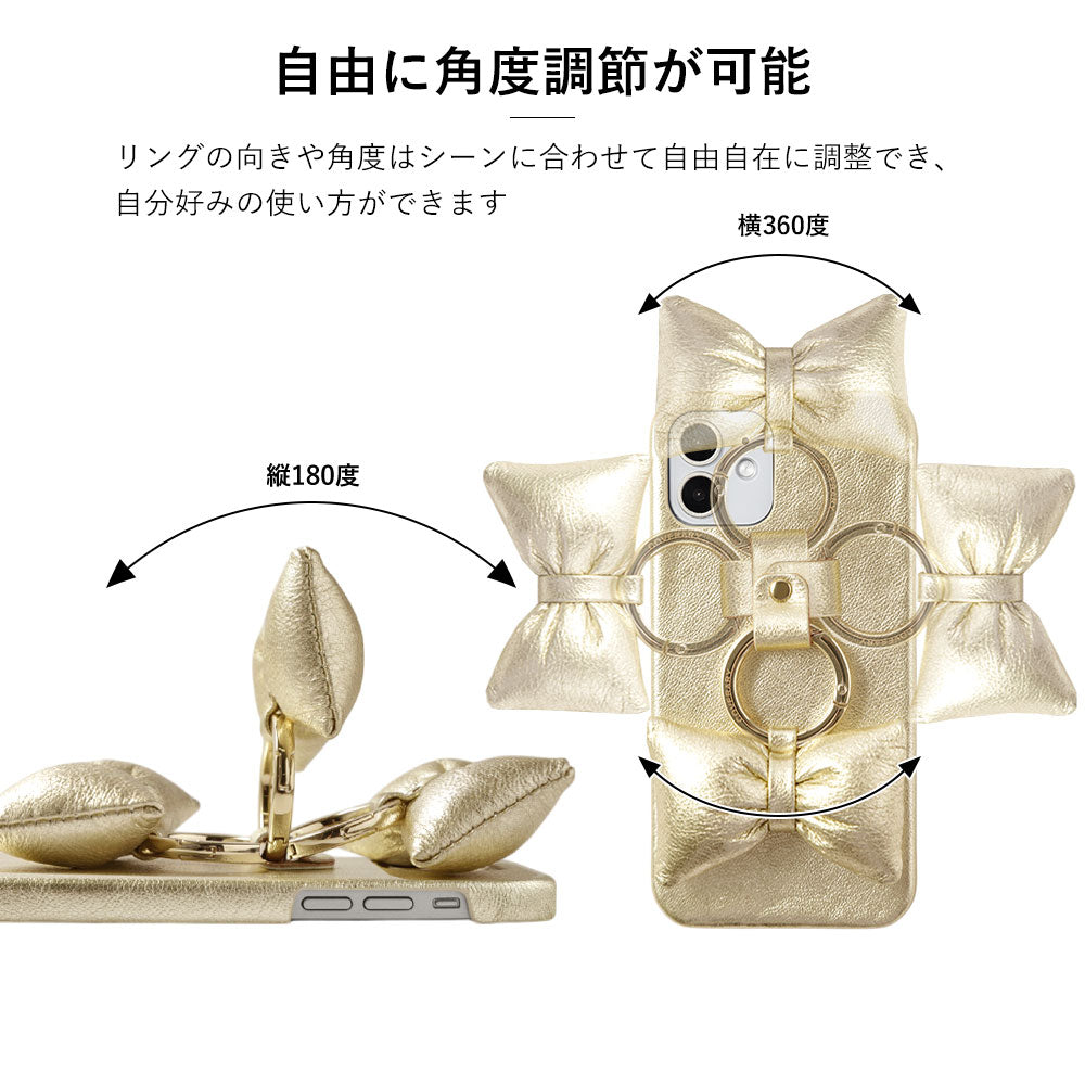 Étui arrière en cuir véritable avec cuir métallisé, rembourrage et anneau pour smartphone en forme de ruban, série Xperia